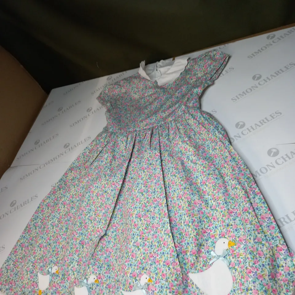 JEMIMA PETAL COLLARED MULTI FLORAL DRESS SIZE 10/11 YEARS