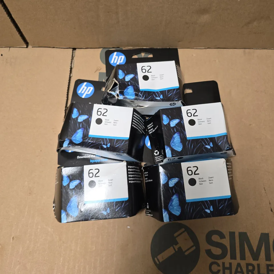 BOX OF APPROXIMATELY 20 HP BLACK ORIGINAL INK CARTRIDGE (62)