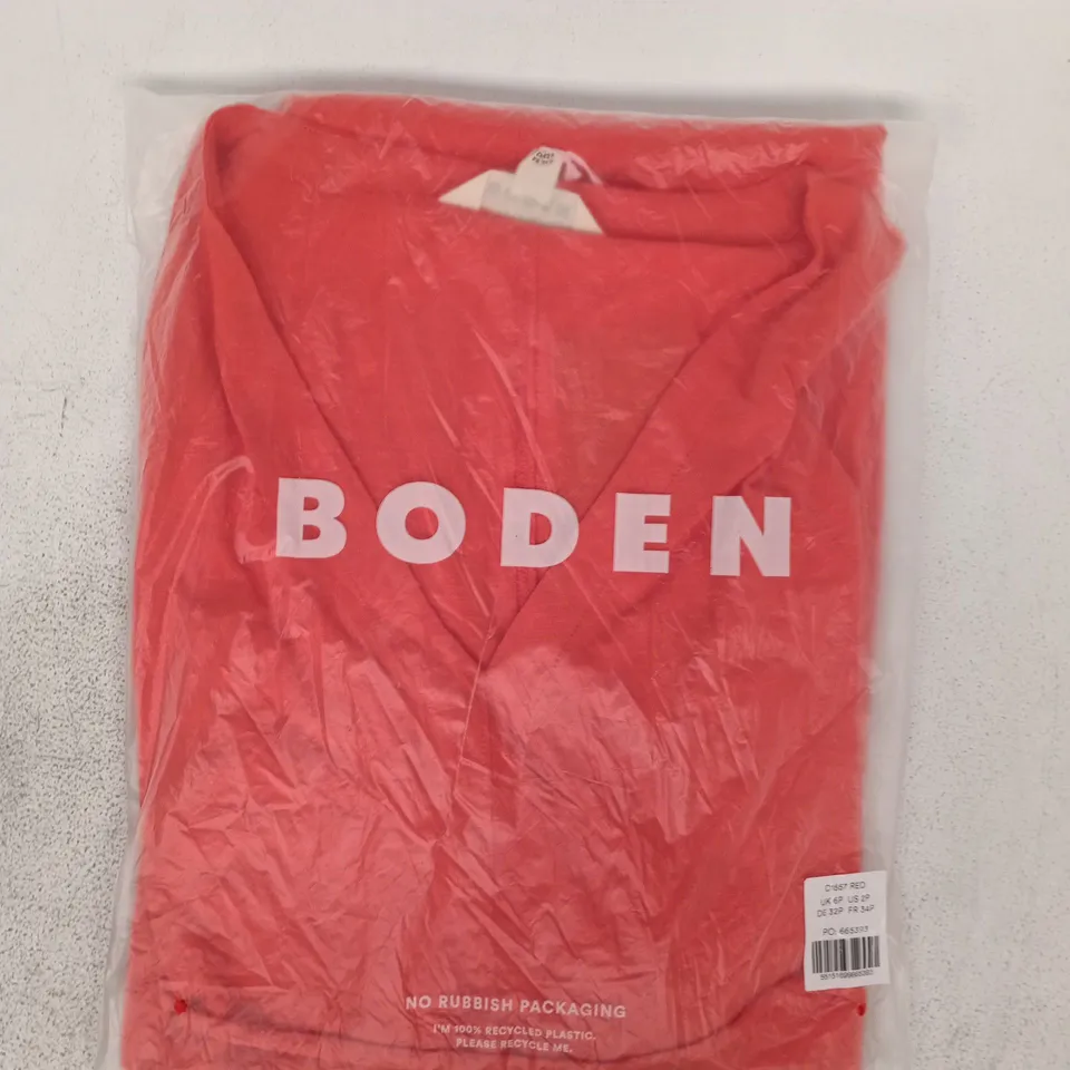 BAGGED BODEN MIA V-NECK JERSEY MIDI DRESS IN RED SIZE UK 6P