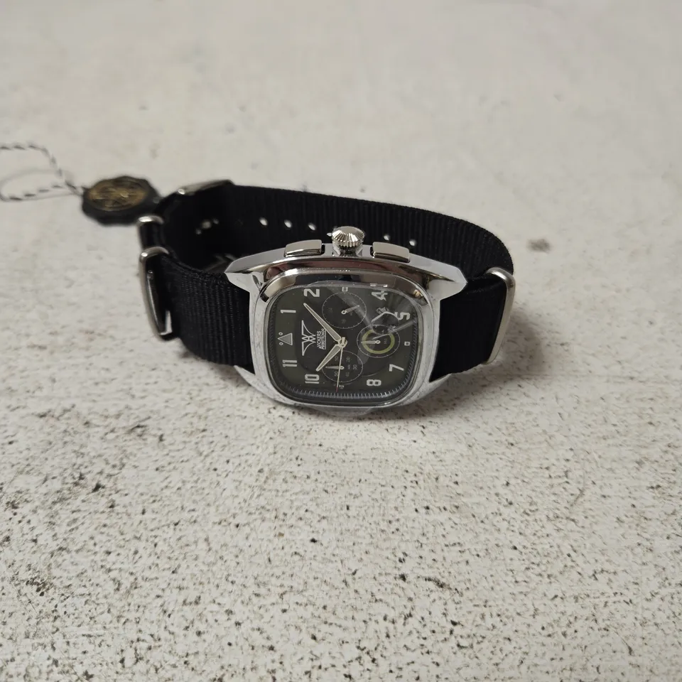 VICKERS ARMSTRONGS GYRO STEEL BLACK WATCH – CHRONOGRAPH, BOXED