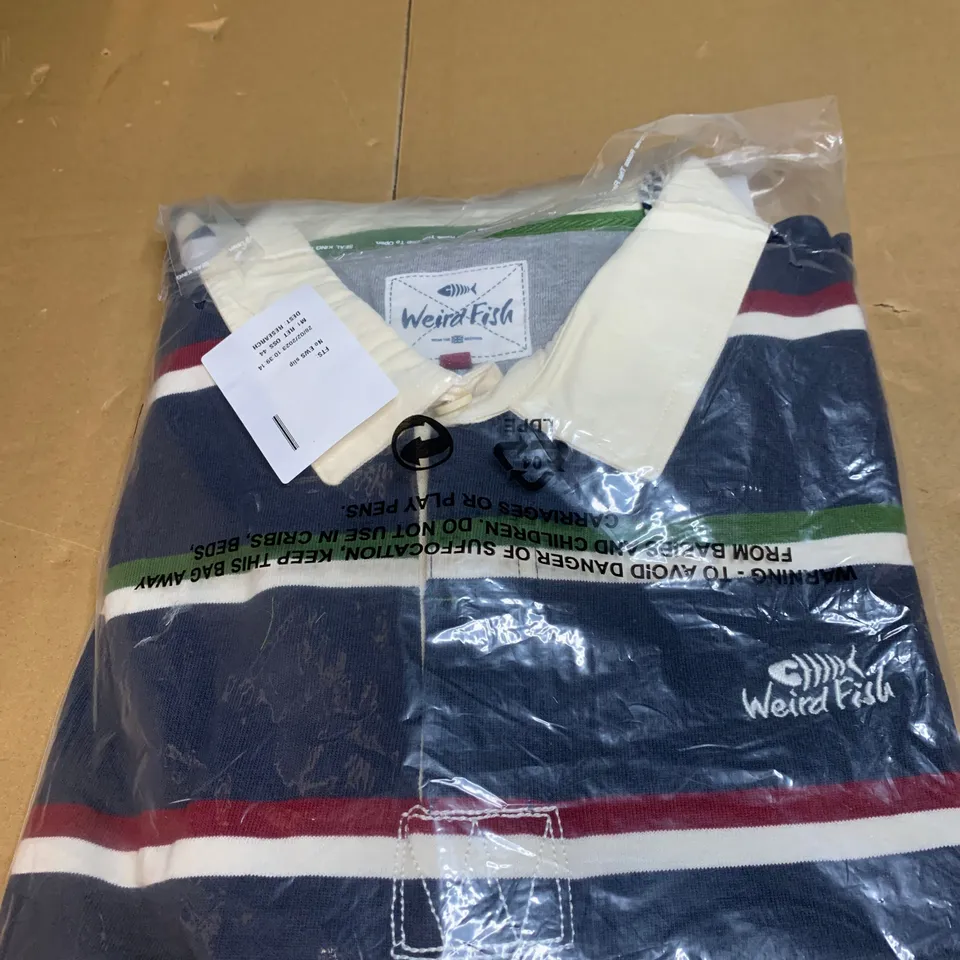 WEIRD FISH LAXTON ORGANIC LONG SLEEVE STRIPE RUGBY SHIRT SIZE XL