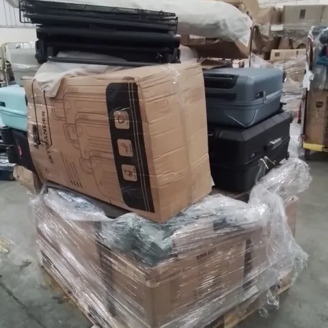 PALLET OF ASSORTED HOUSEHOLD GOODS AND PRODUCTS TO INCLUDE;SUITCASE,DOG CAGE,SUN LOUNGERS,YOGA MATS