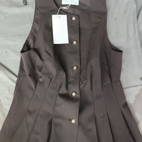 ZARA FITTED PEPLUM WAISTCOAT IN DARK BROWN SIZE MEDIUM