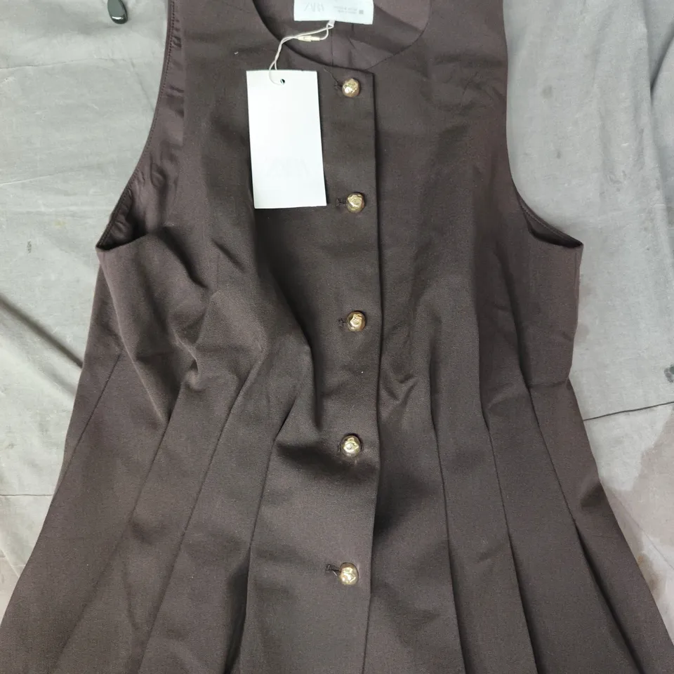 ZARA FITTED PEPLUM WAISTCOAT IN DARK BROWN SIZE MEDIUM