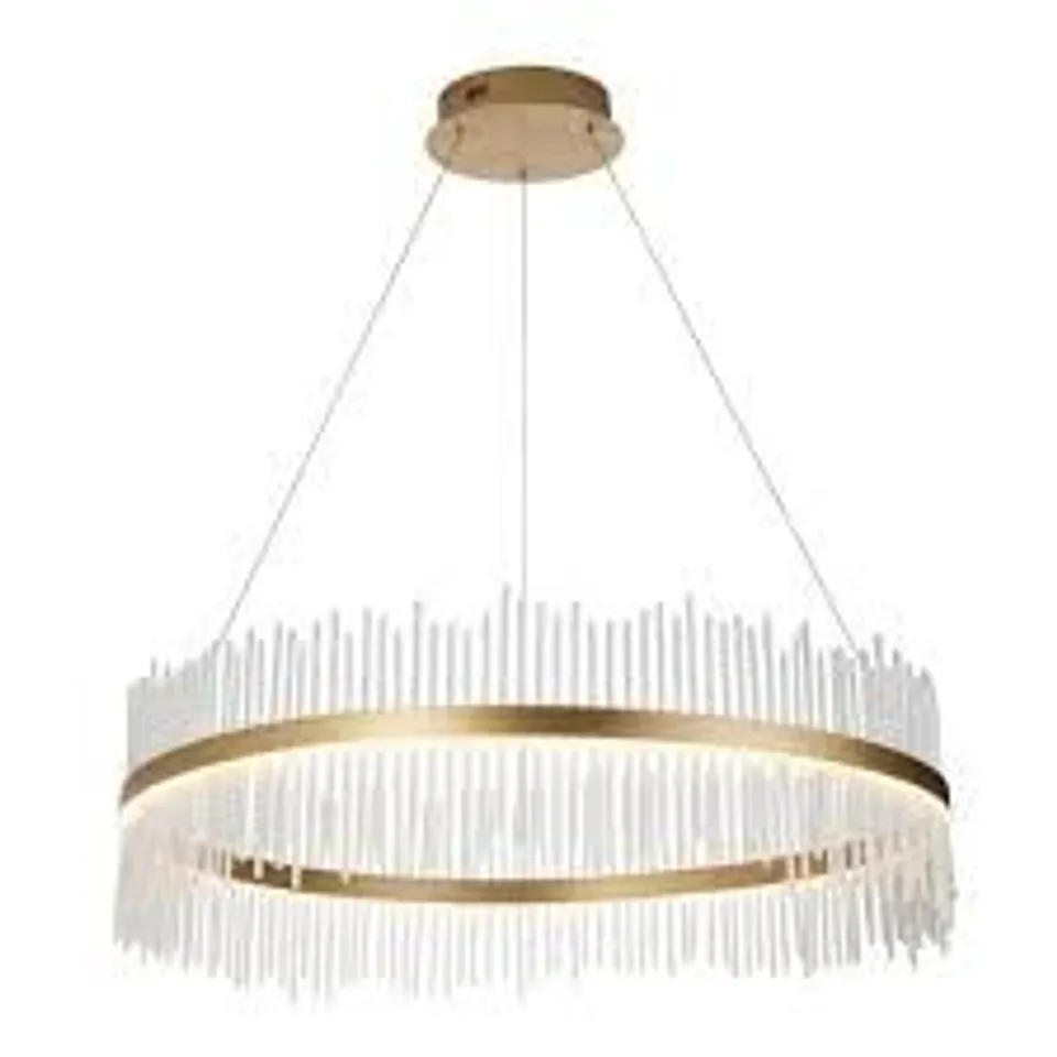 BOXED ENDON MONTE CARLO PENDANT LED LIGHT BRUSHED GOLD PLATED FINISH AND CLEAR GLASS