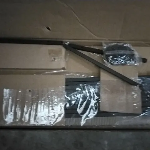 BOXED CONSOLE TABLE WITH GLASS TOP STEEL