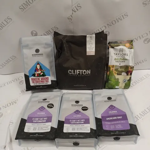 6 X ASSORTED COFFEE PRODUCTS TO INCLUDE CLIFTON, TAYLORS OF HARROGATE, NEIGHBOURHOOD ETC