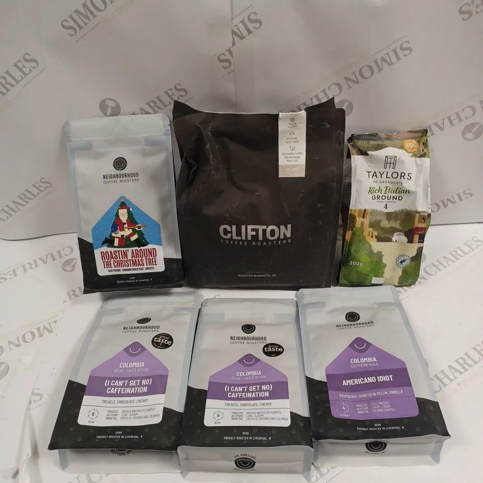 6 X ASSORTED COFFEE PRODUCTS TO INCLUDE CLIFTON, TAYLORS OF HARROGATE, NEIGHBOURHOOD ETC 