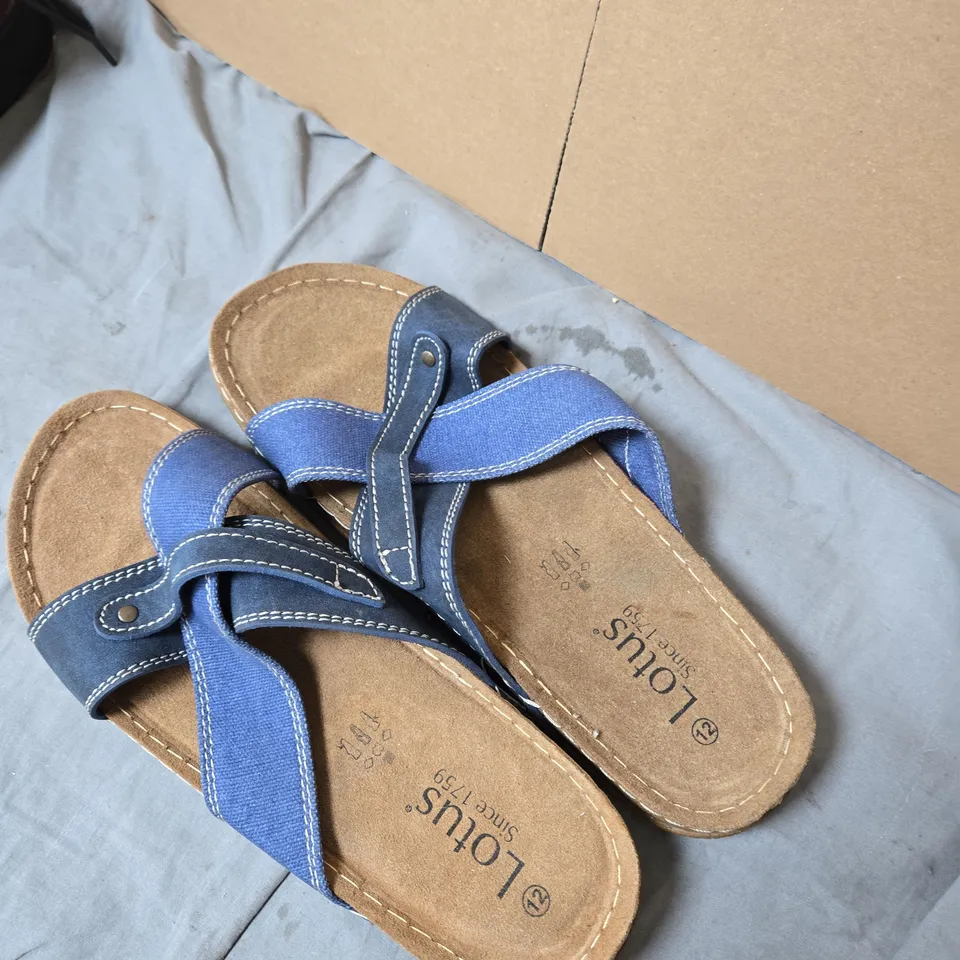 LOTUS WOMEN'S DENIM SANDALS – BLUE CROSS-STRAP, UK 12 .
