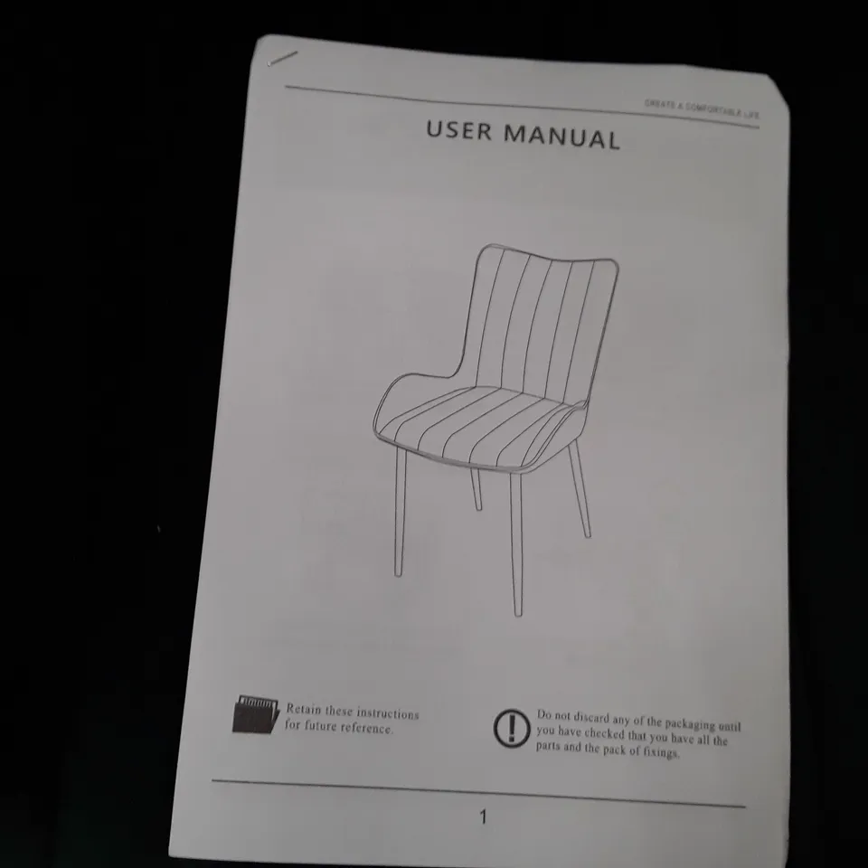 BOXED SET OF 2 UPHOLSTERED FABRIC DINING CHAIRS - GREEN (1 BOX)