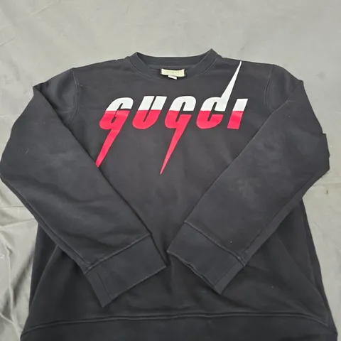 GUCCI BLACK LOGO PRINT SWEATSHIRT – MADE IN ITALY SIZE L