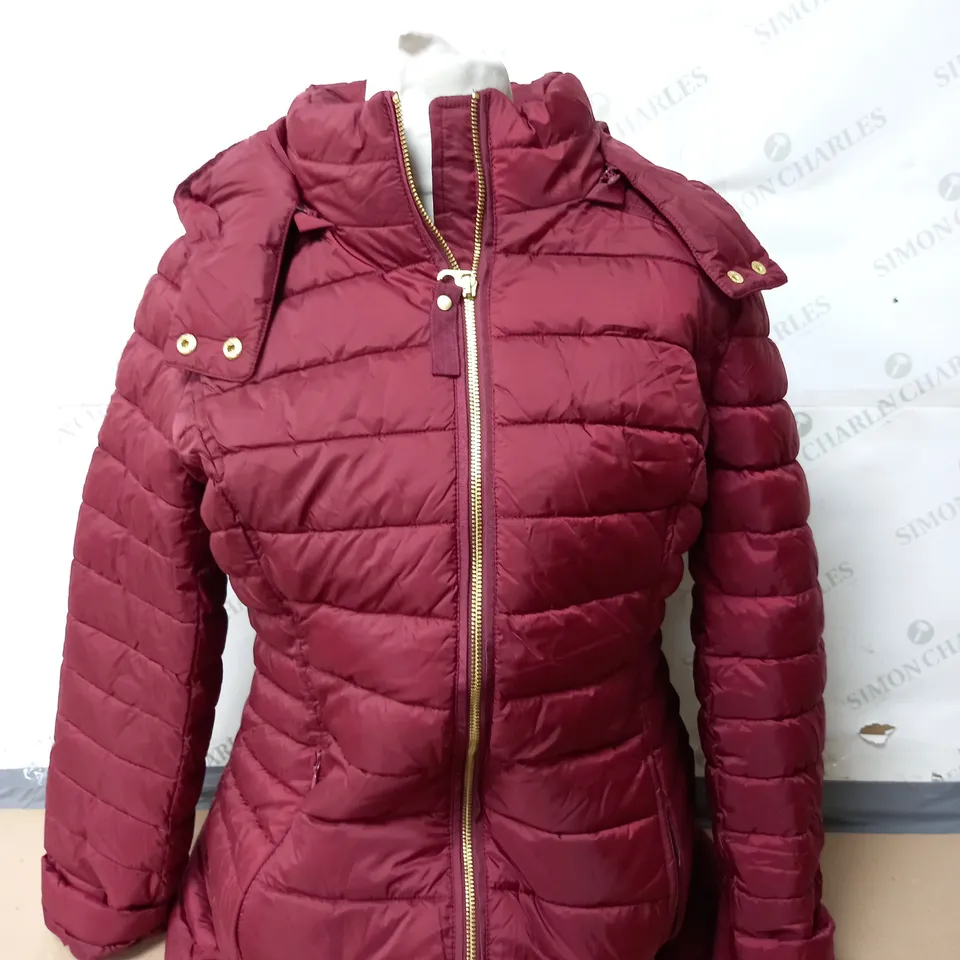JOULES CANTERBURY LONG PADDED COAT IN RED SIZE 14 