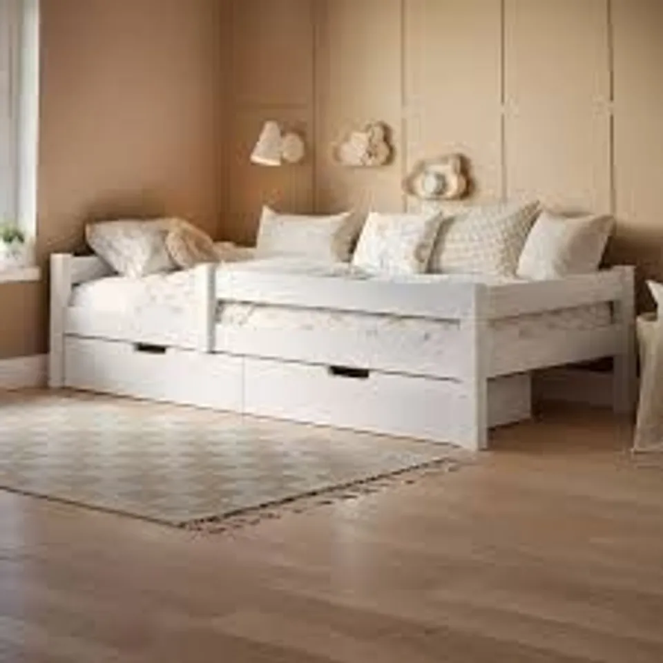 BOXED MILO SINGLE BED WITH STORAGE - WHITE (2 BOXES)