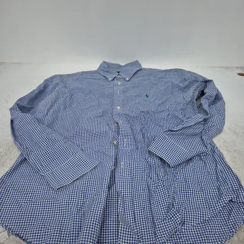 RALPH LAUREN SLIM FIT MEN'S SHIRT – BLUE & WHITE GINGHAM, XL