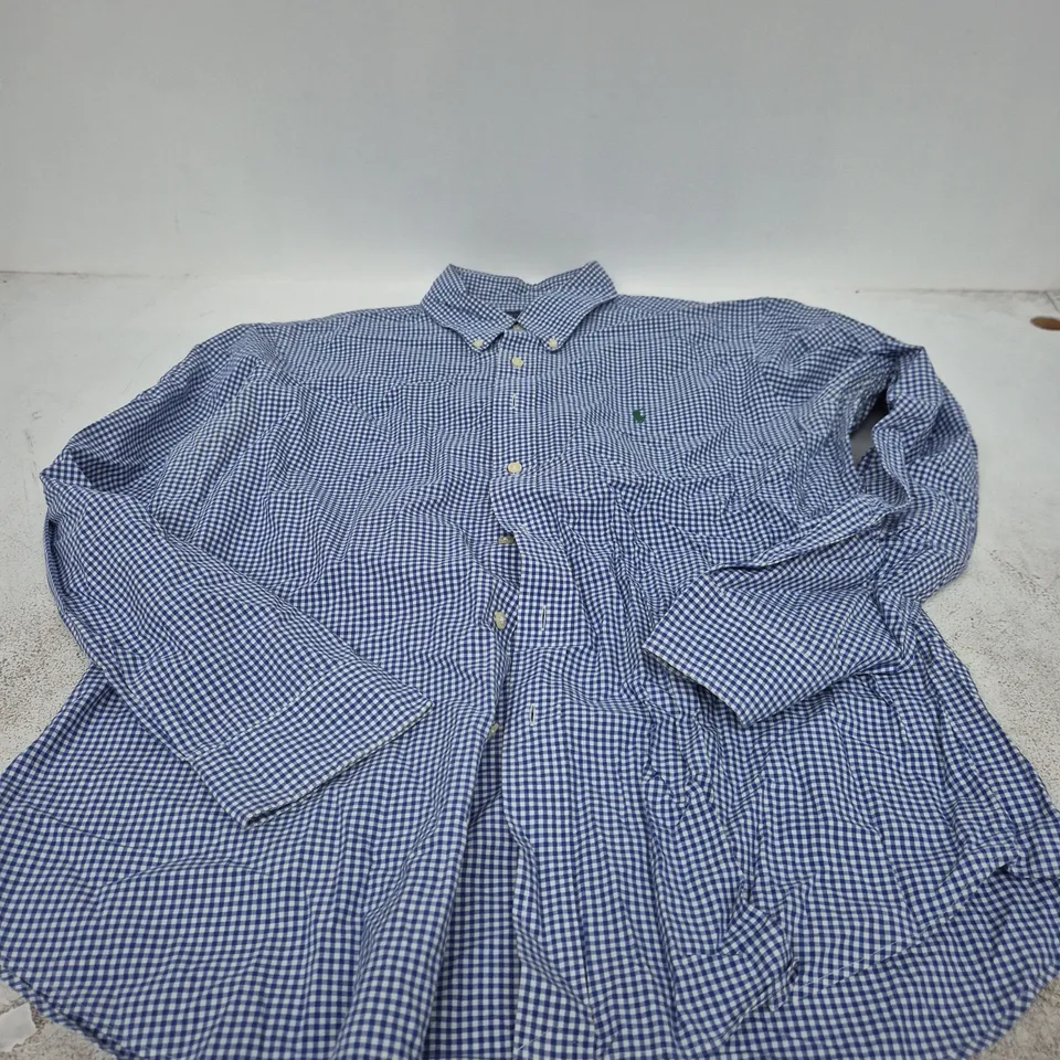 RALPH LAUREN SLIM FIT MEN'S SHIRT – BLUE & WHITE GINGHAM, XL