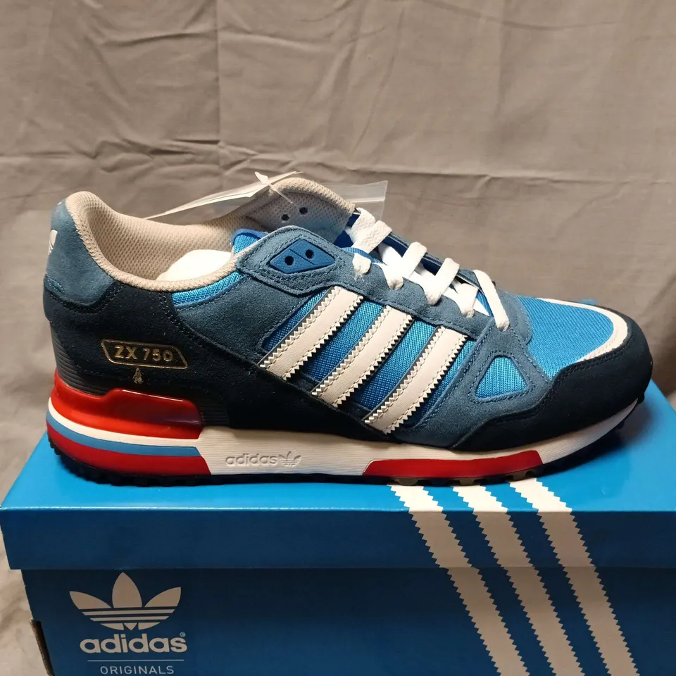 BOXED PAIR OF ADIDAS X750 MENS TRAINERS IN BLUE MULTI - UK 9.5