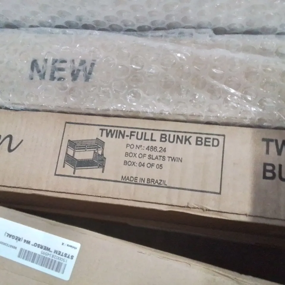 BOXED FONTENOT HIGH SLEEPER TWIN FULL BED (5 BOXES)