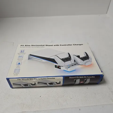 PS5 2023 SLIM HORIZONTAL STAND WITH CONTROLLER CHARGER – BOXED