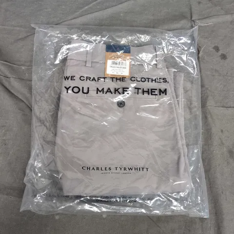 BAGGED CHARLES TYRWHITT LIGHT GREY SLIM-FIT NON-IRON CHINOS - 30W X 30L