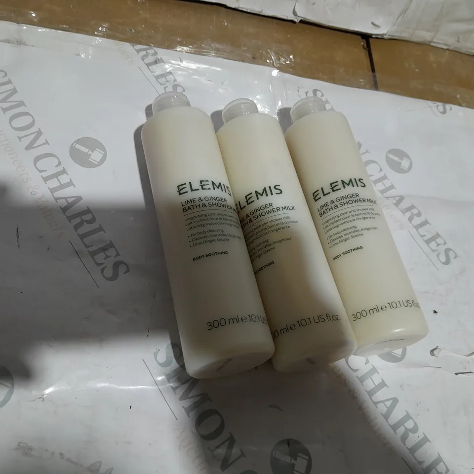 3 ASSORTED ELEMIS LIME AND GINGER BATH AND SHOWER MILK 300ML