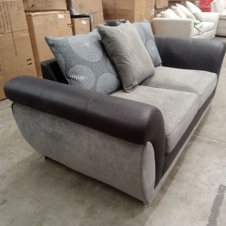 DANUBE FABRIC/FAUX LEATHER 3 SEATER SOFA RRP £599
