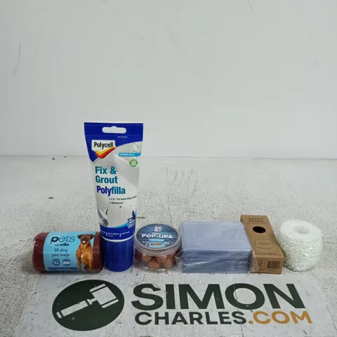 APPROXIMATELY 20 ASSORTED ITEMS INCLUDING AN AYA&IDA BOTTLE HANDLE, BIG HIT 15MM POP-UPS AND POLYCELL FIX & GROUT POLY FILLA