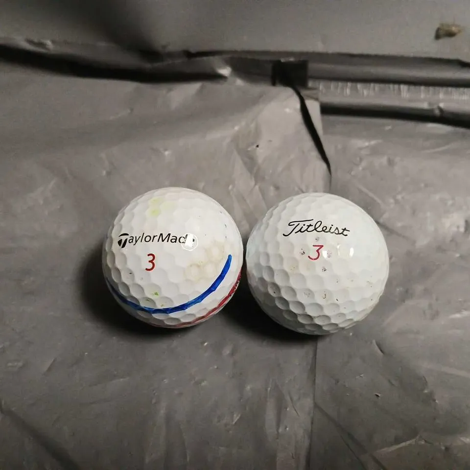 APPROXIMATELY 60 ASSORTED GOLF BALLS TO INCLUDE TITLEIST, TAYLOR MADE