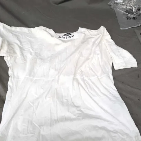 PALM ANGELS WHITE T-SHIRT DRESS WITH GOTHIC LOGO