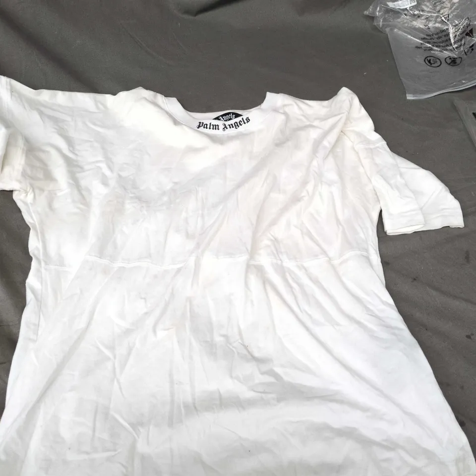 PALM ANGELS WHITE T-SHIRT DRESS WITH GOTHIC LOGO