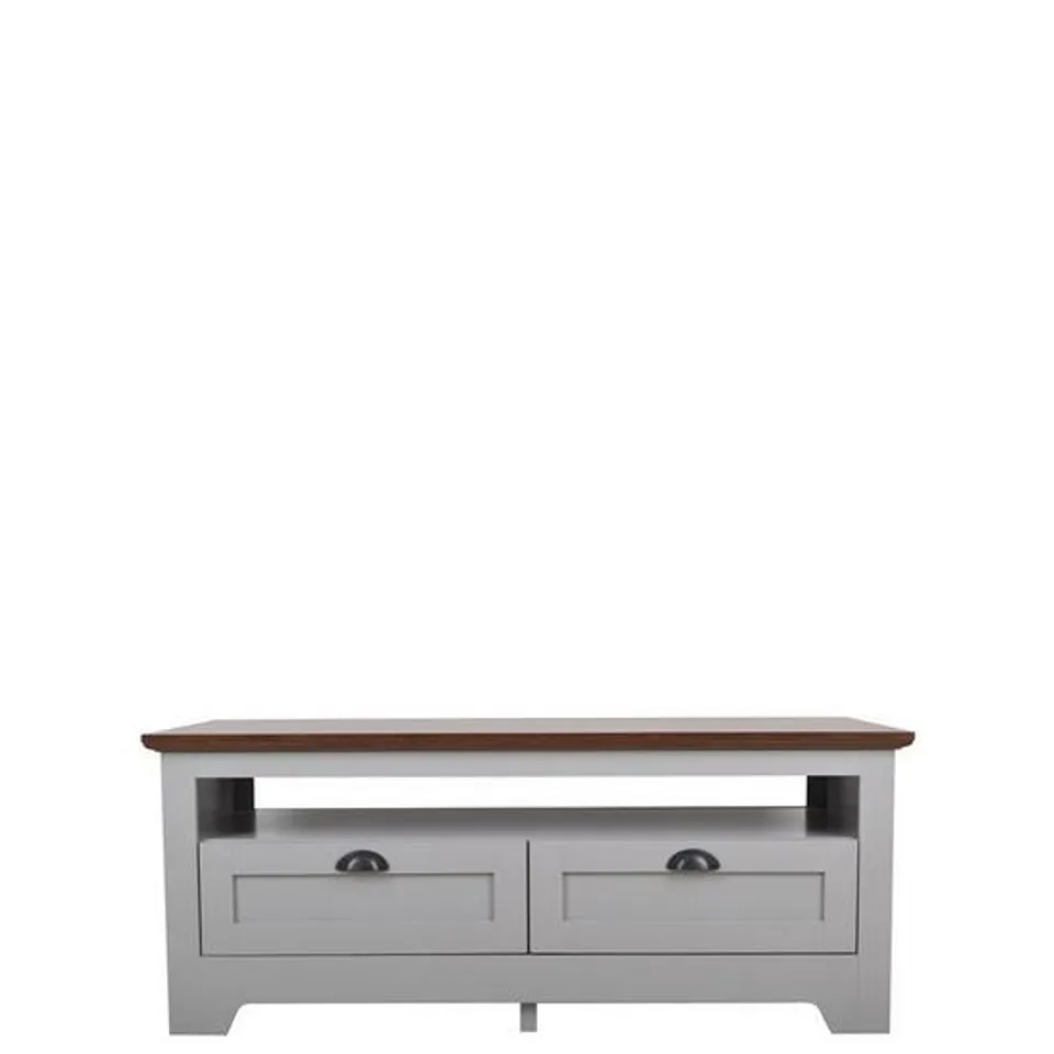 BOXED DEVON STORAGE COFFEE TABLE GREY/WALNUT 