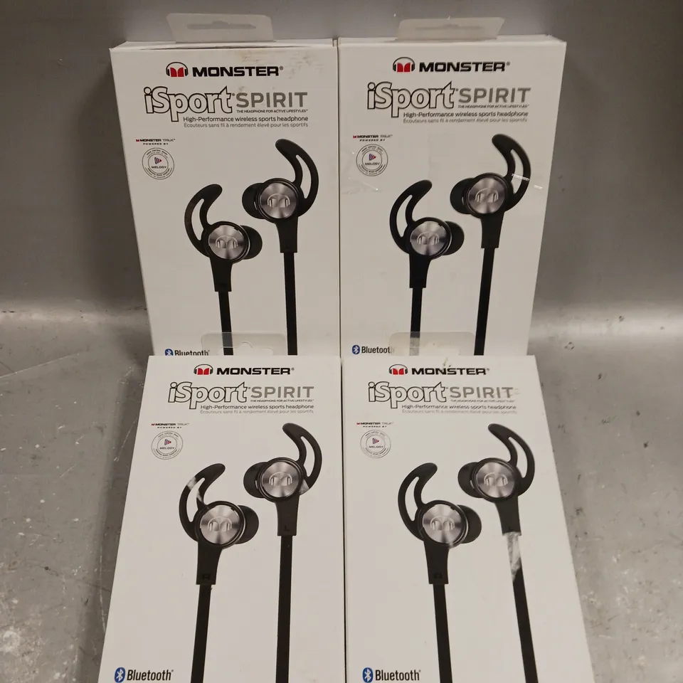 4 X BOXED MONSTER ISPORT SPIRIT BLUETOOTH EARPHONES 