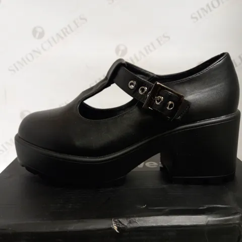 KOI VEGAN T-BAR BLACK SHOES UK SIZE 4