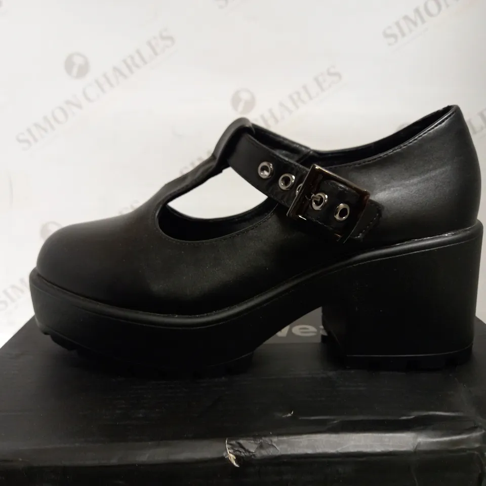 KOI VEGAN T-BAR BLACK SHOES UK SIZE 4