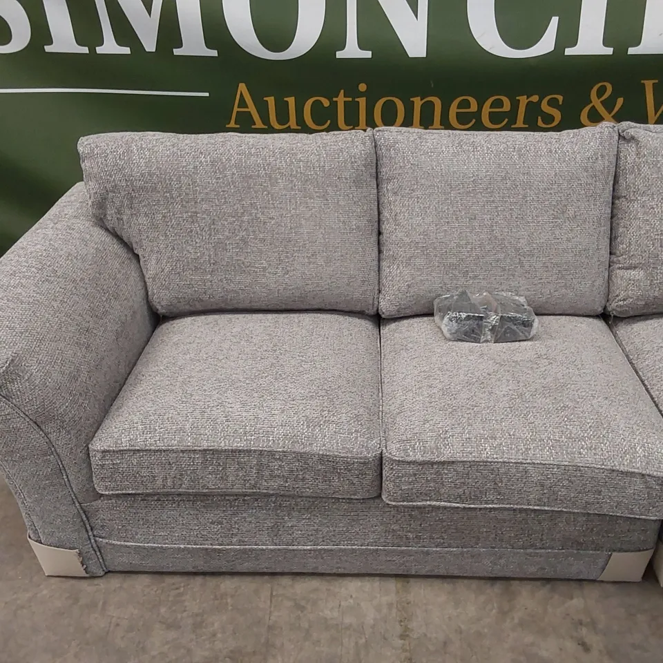 DESIGNER DURY CHUNKY WEAVE FABRIC UPHOLSTERED CORNER SOFA - GREY
