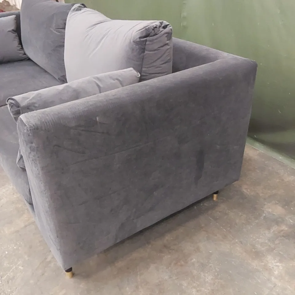 DANETTI ELSIE 3 SEATER SOFA VELVET SOFA - DARK GREY VELVET