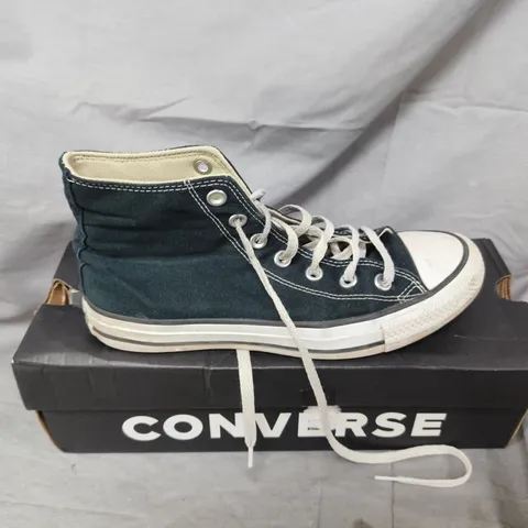 CONVERSE HI-TOP TRAINERS – NAVY CANVAS WITH WHITE LACES (BOXED)