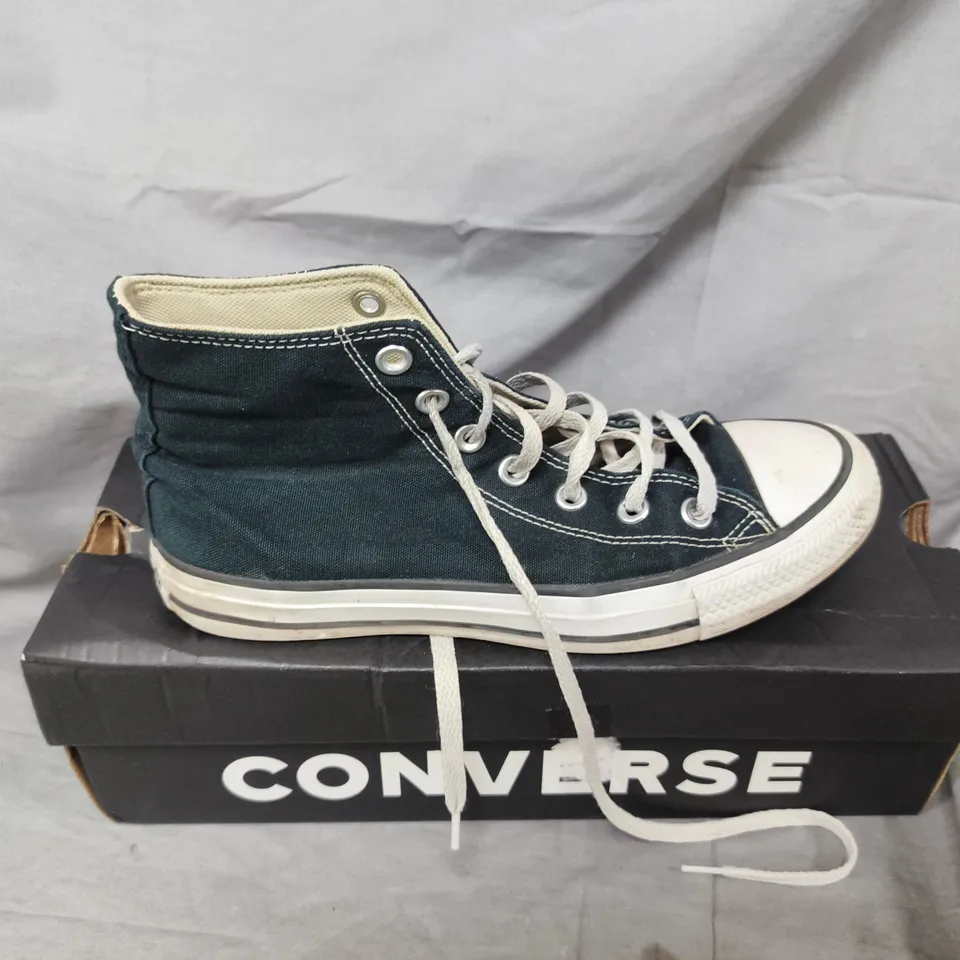 CONVERSE HI-TOP TRAINERS – NAVY CANVAS WITH WHITE LACES (BOXED)