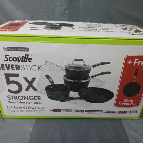 BOXED SCOVILLE NEVERSTICK 4+1 PIECE COOKWARE SET - COLLECTION ONLY