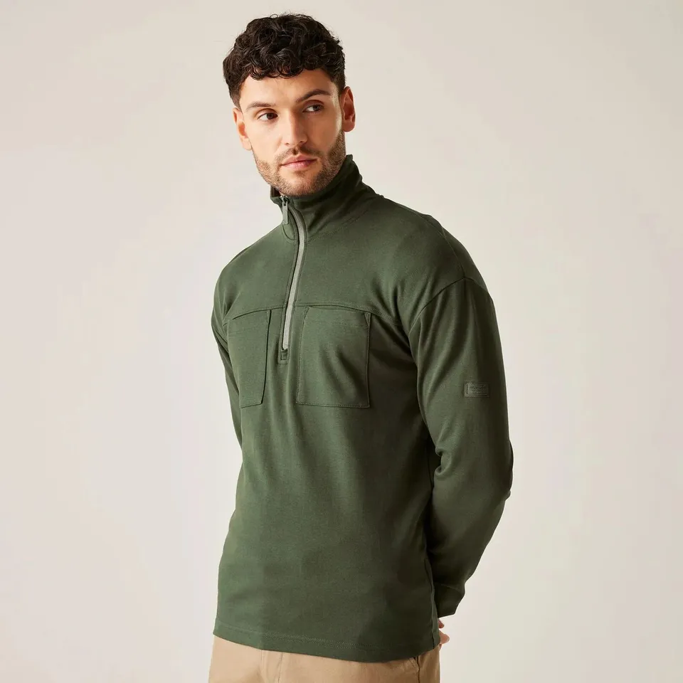 BRAND NEW REGATTA MENS FERDO HALF ZIP FLEECE IN DARK KHAKI SIZE LARGE