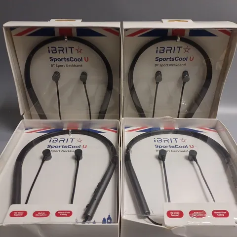 4 BOXED IBRIT SPORTSCOOL U BT SPORT NECKBAND EARBUDS