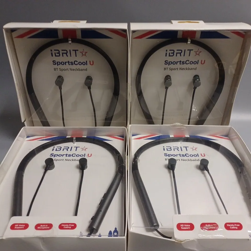 4 BOXED IBRIT SPORTSCOOL U BT SPORT NECKBAND EARBUDS
