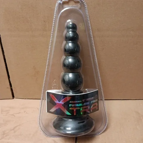 XTRA 6" BEADED DILDO - BLACK