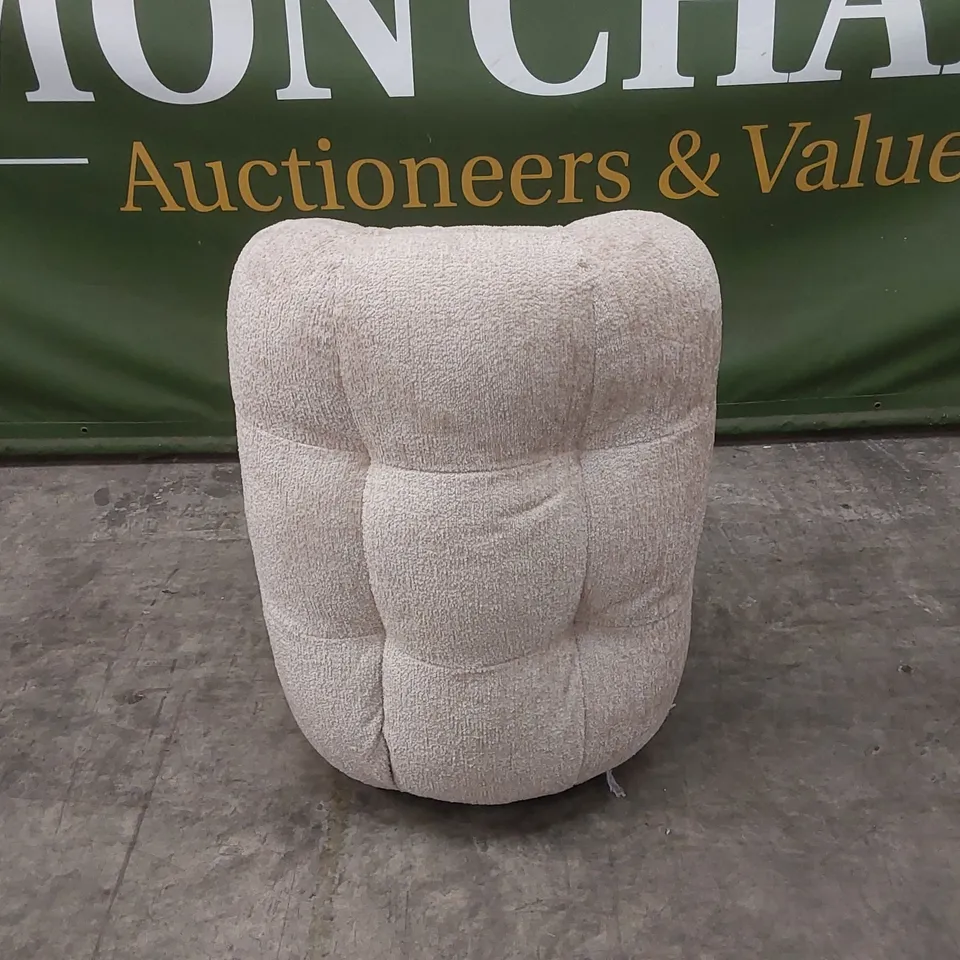 QUALITY DESIGNER BUMPER CIRCA GLAM FABRIC DINING CHAIR ON WHEELS - SAND