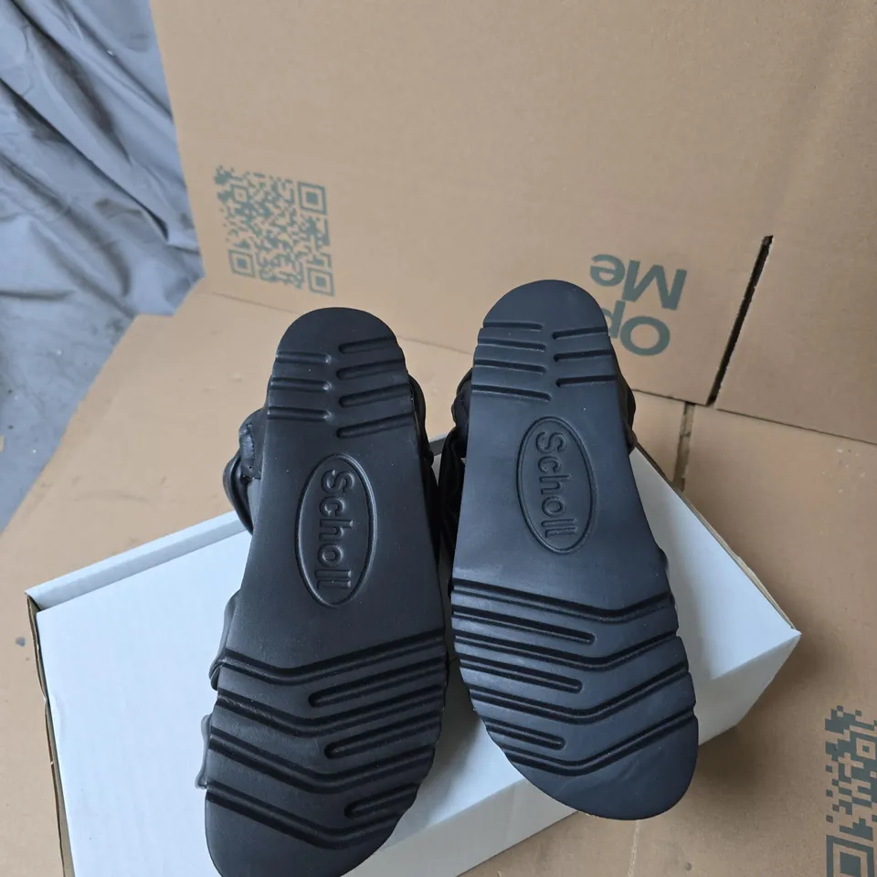 SCHOLL SOFTSTEP SANDALS, WOMEN'S BLACK LEATHER STRAPS, UK 6.5 (EU 39)