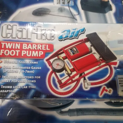 BOXED CLARKE FP200 TWIN BARREL FOOT PUMP