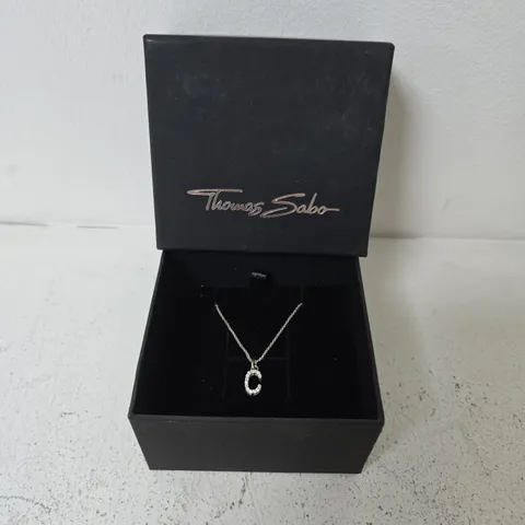 BOXED THOMAS SABO CHARM CLUB ESSENTIALS STERLING SILVER WITH ZIRCONIA LETTER C PENDANT