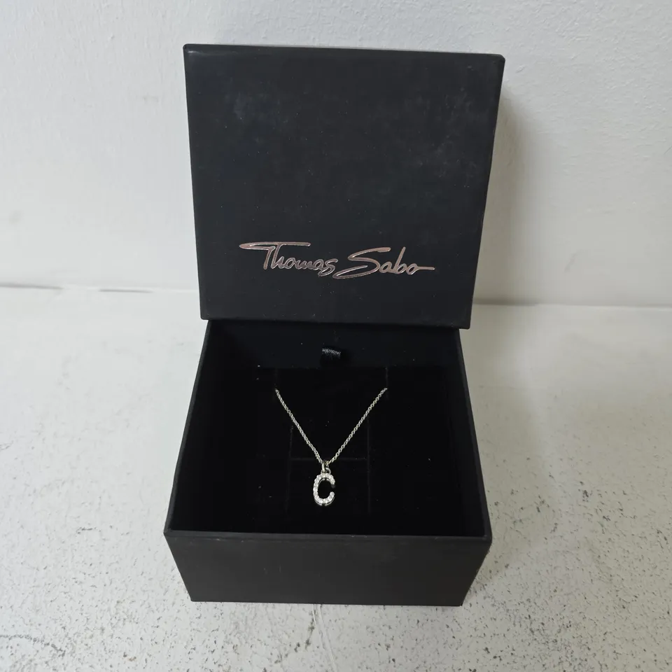 BOXED THOMAS SABO CHARM CLUB ESSENTIALS STERLING SILVER WITH ZIRCONIA LETTER C PENDANT