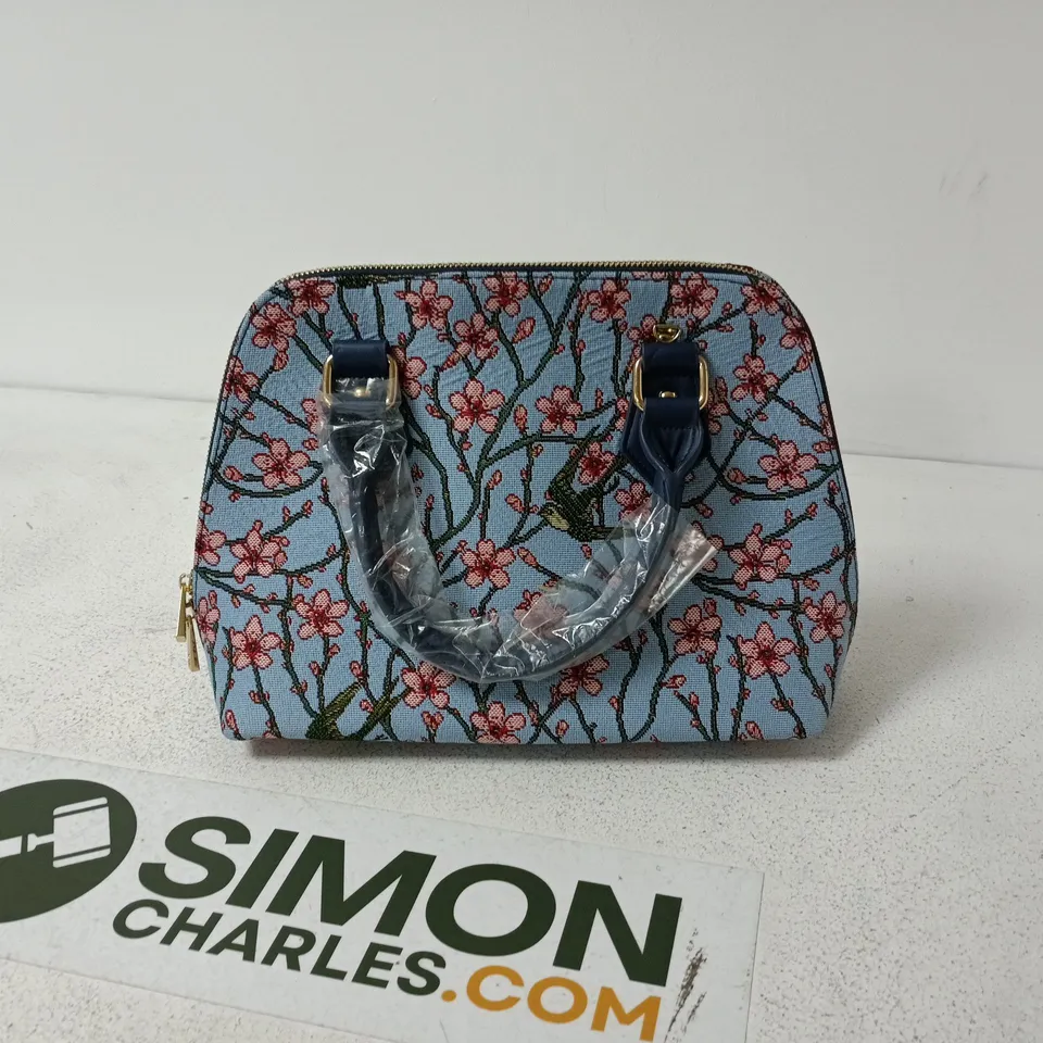 SIGNARE CONVERTIBLE BAG – BLOSSOM & SWALLOW TAPESTRY DESIGN, BLUE FLORAL