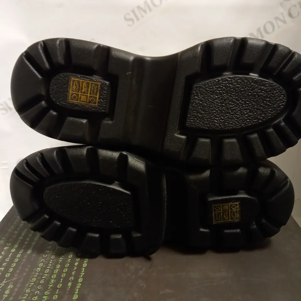 KOI VEGAN BLACK BUCKLE BOOTS WITH STRAPS - SIZE 4