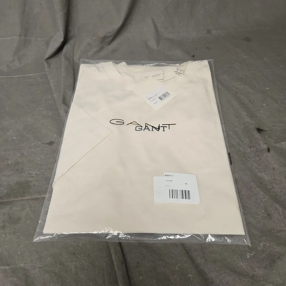 GANT GRAPHIC SHORT SLEEVE TSHIRT IN CREAM SIZE XL